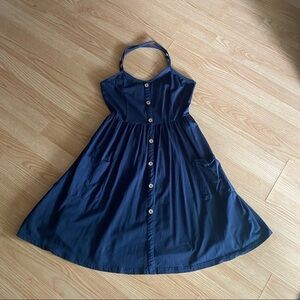 Navy Fit and Flare Above Knee Dress Medium